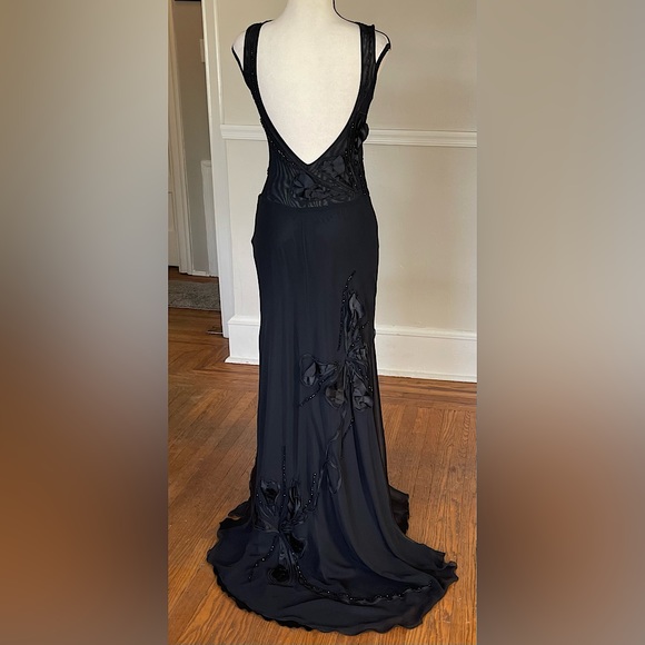 NWOT Elegant Handmade Formal Black Embellished Gown w/ Sheer Neckline | XS - Picture 8 of 14